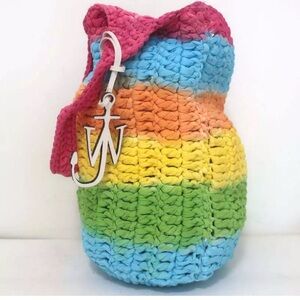 JW Anderson Rainbow Striped Knitted Shopper Tote as seen on white lotus 🪷